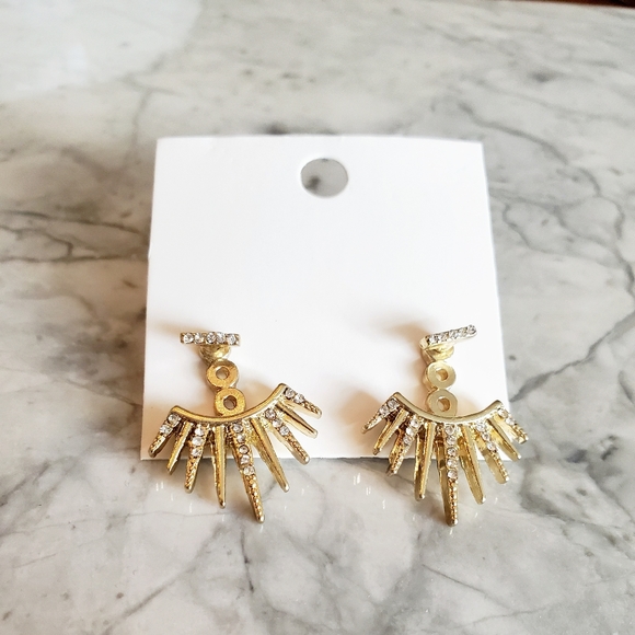 Geometric gold Earring ear jacket Aztec st… - Picture 2 of 2